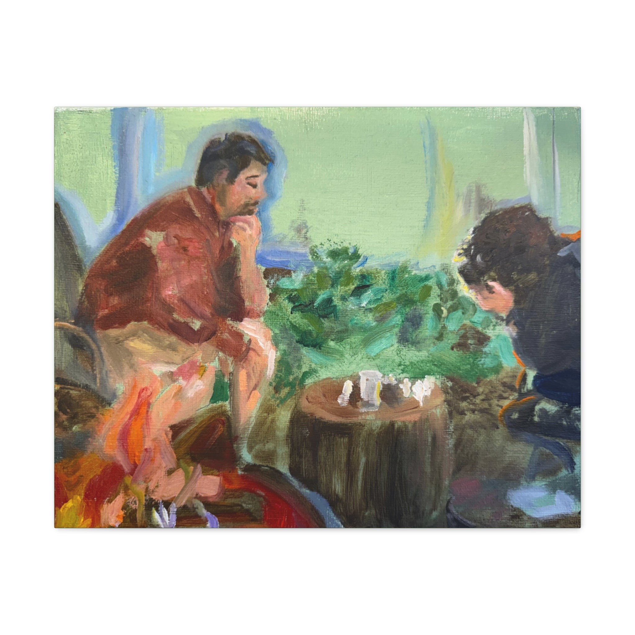 "Chess With Dad"; Matte Canvas, Stretched, 1.25"