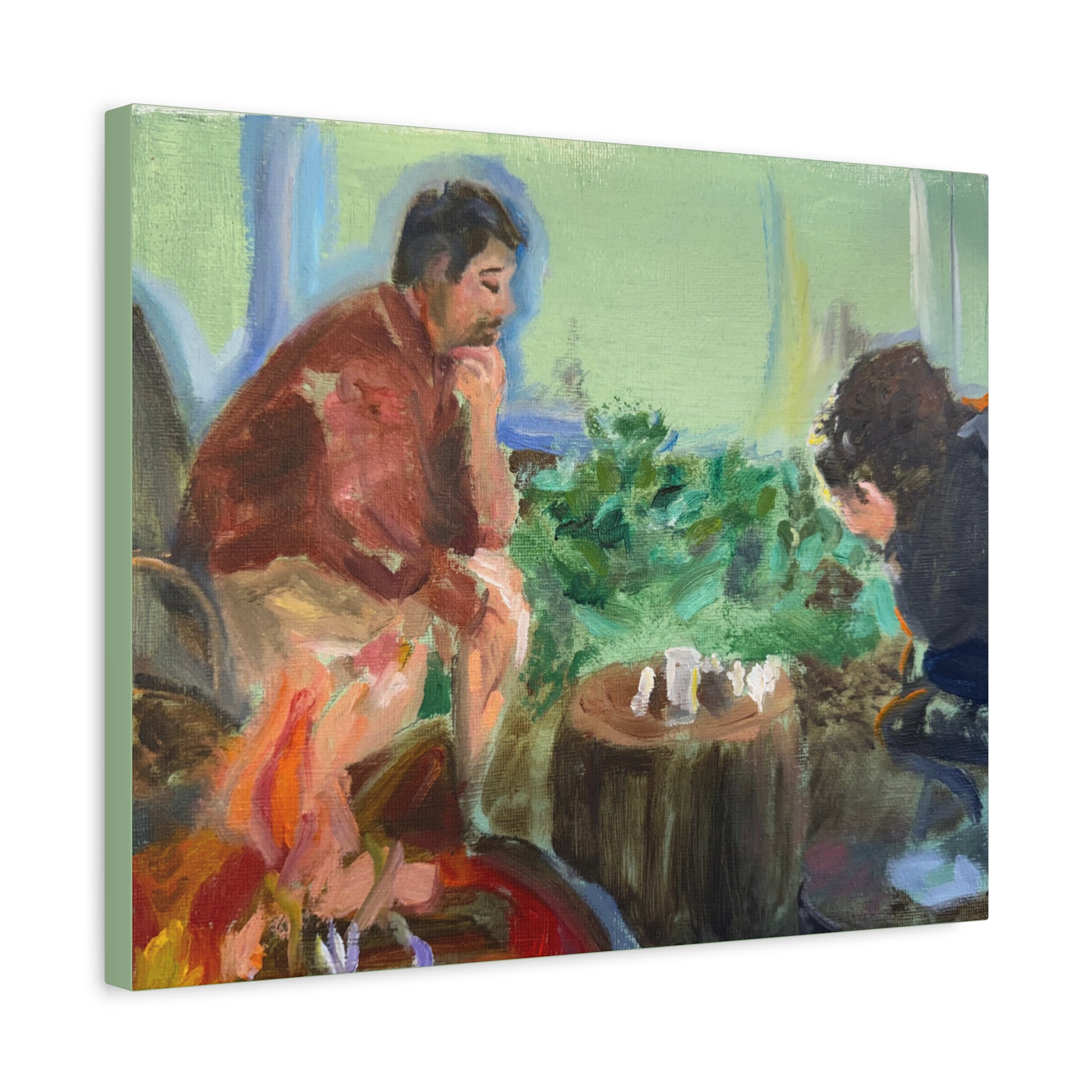 "Chess With Dad"; Matte Canvas, Stretched, 1.25"
